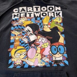 Cartoon Network Hoodie Large Black Retro 90s Dexter Bravo Grim‎ Courage